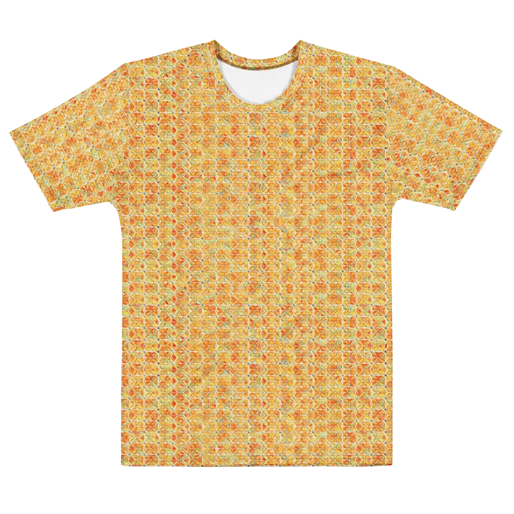 Citrus Mosaic on Men's Cotton Crew Neck T-Shirt — Front