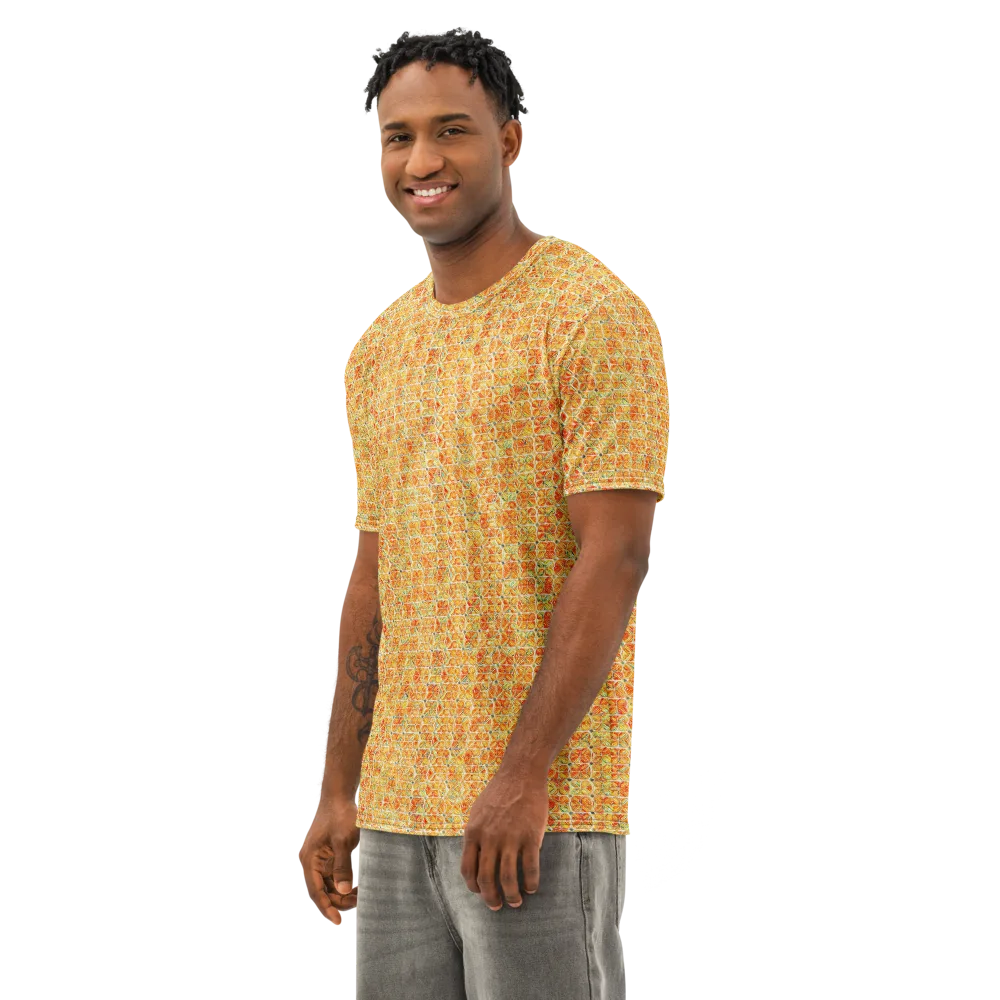 Citrus Mosaic on Men's Cotton Crew Neck T-Shirt — Left Front