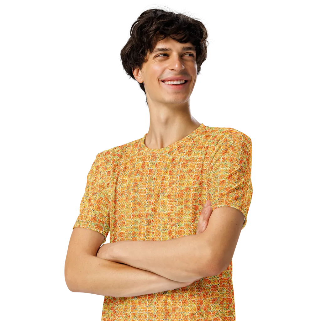 Citrus Mosaic on Men's Crew Neck T-Shirt — Left Front