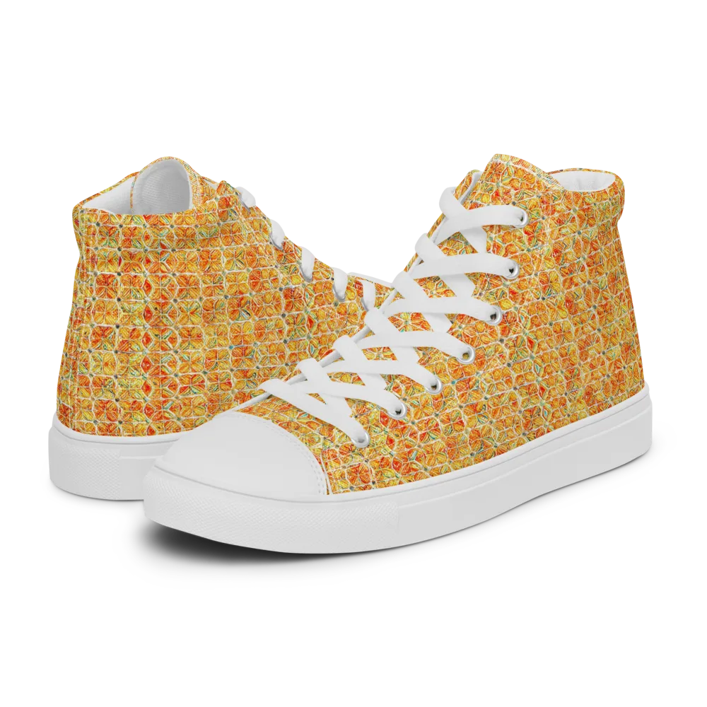 Citrus Mosaic on Men's High Top Canvas Shoes — Left