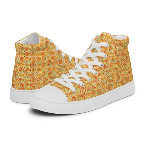 Citrus Mosaic on a Men's High Top Canvas Shoes