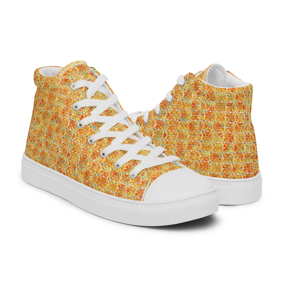 Citrus Mosaic on Men's High Top Canvas Shoes — Right