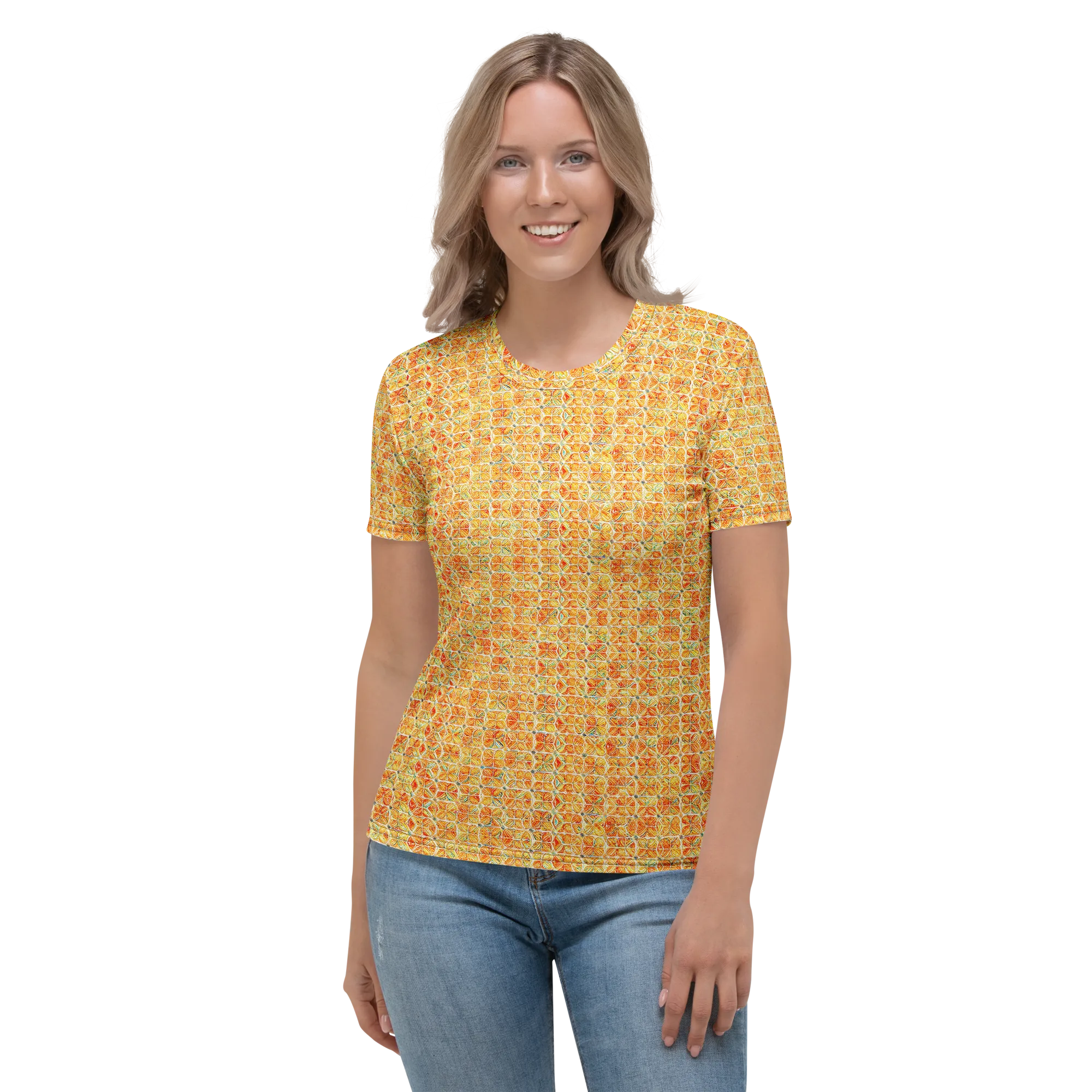 Citrus Mosaic on Women's Crew Neck T-Shirt — Front