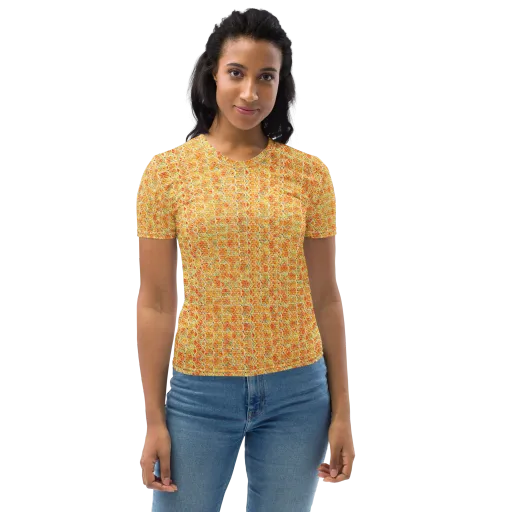 Citrus Mosaic on a Women's Crew Neck T-Shirt
