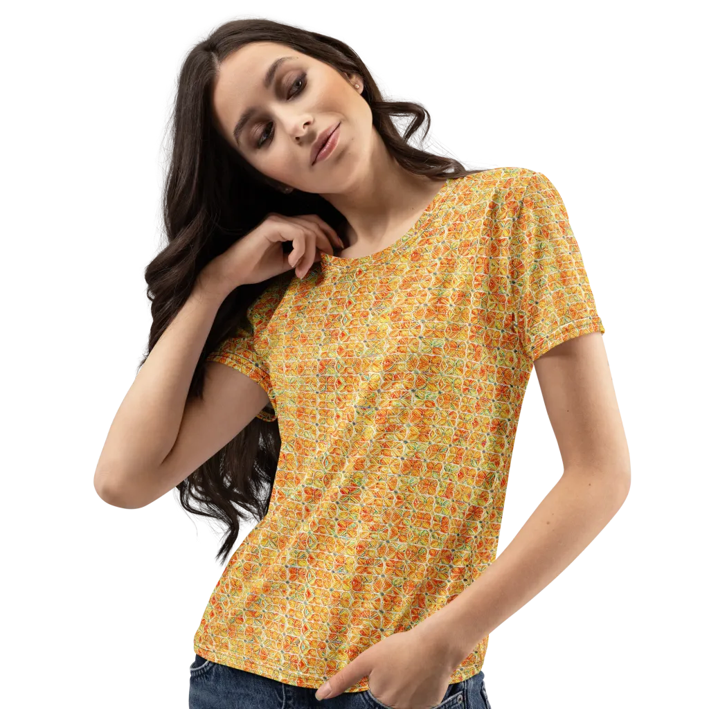 Citrus Mosaic on Women's Crew Neck T-Shirt — Left Front