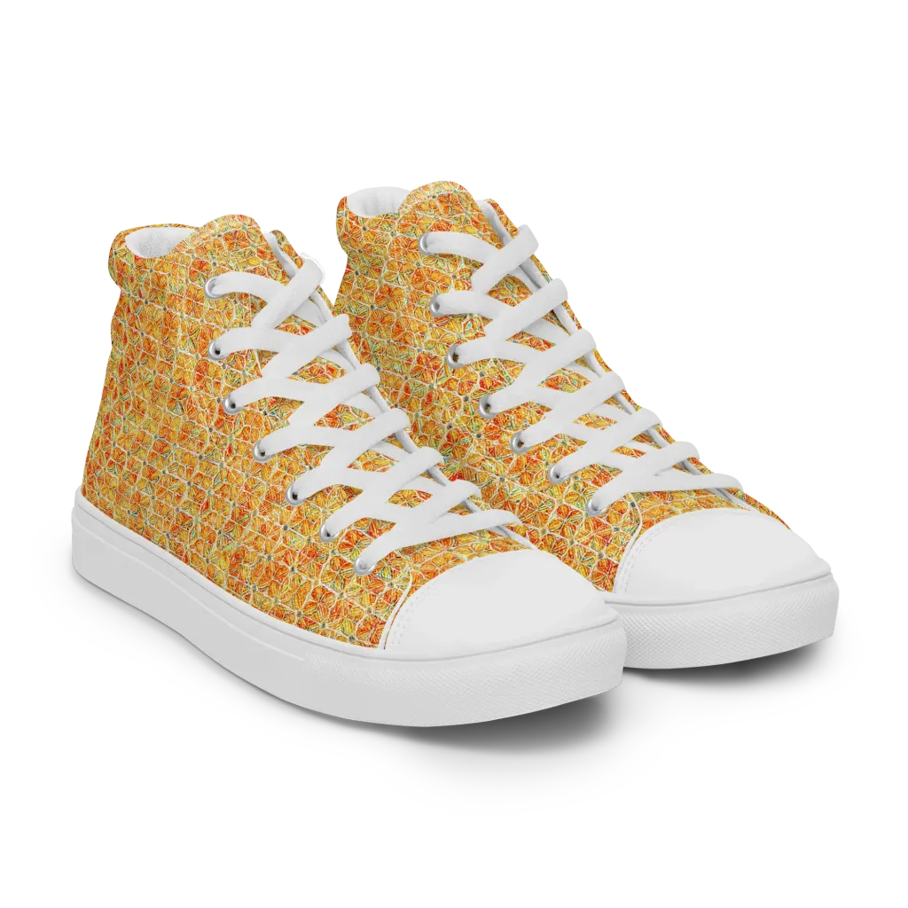 Citrus Mosaic on Women's High Top Canvas Shoes — Right Front