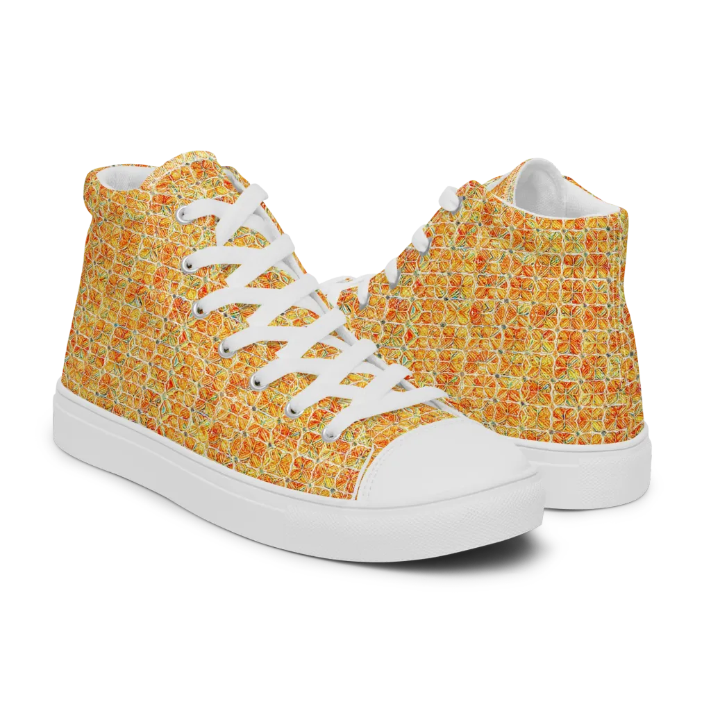 Citrus Mosaic on Women's High Top Canvas Shoes — Right