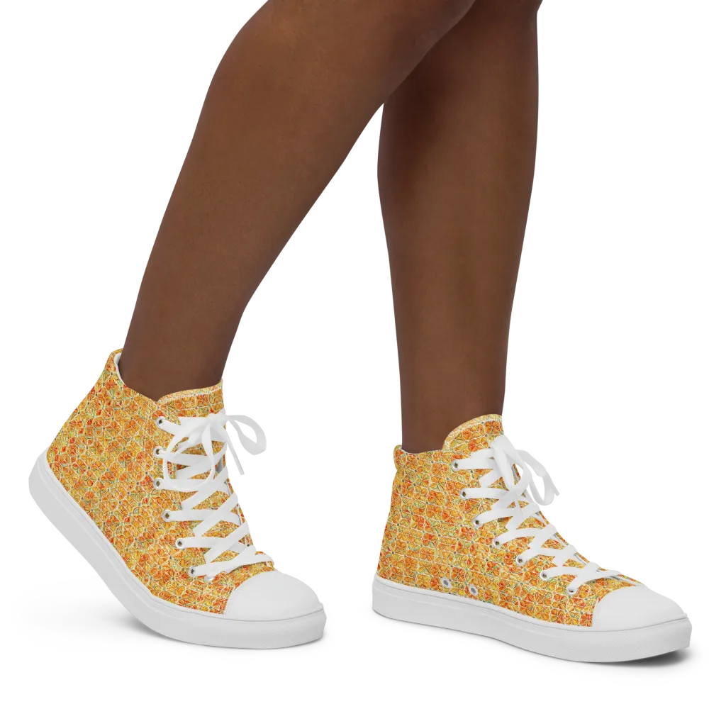 Citrus Mosaic on Women's High Top Canvas Shoes — Right