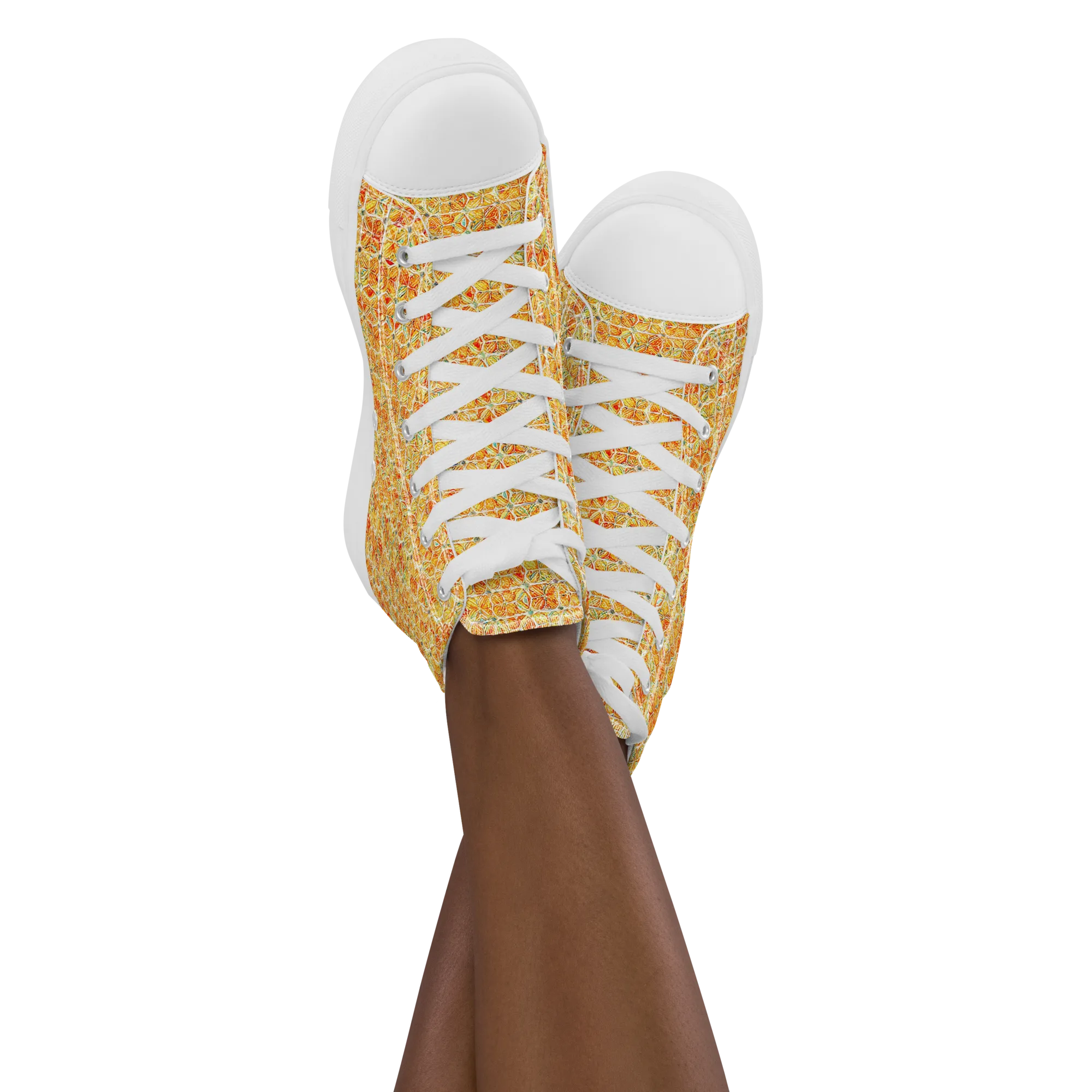 Citrus Mosaic on Women's High Top Canvas Shoes — Front