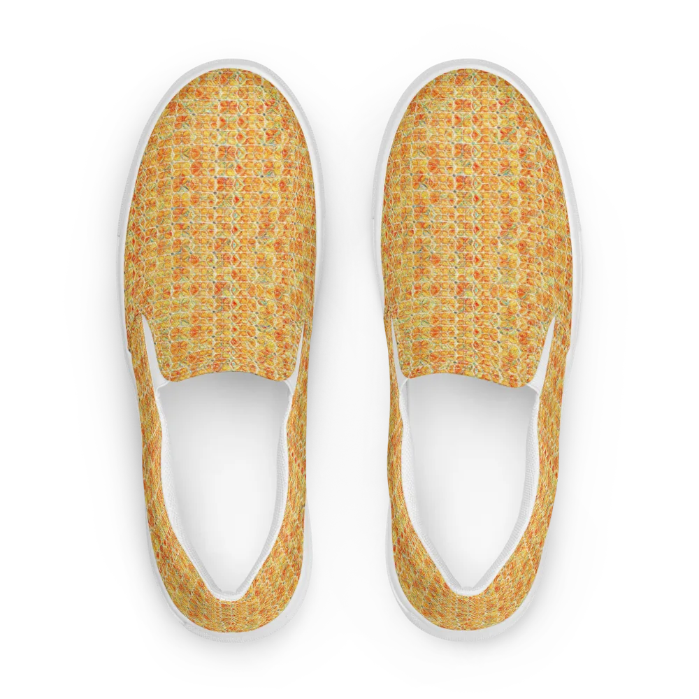 Citrus Mosaic on Men's Slip-On Canvas Shoes — Front