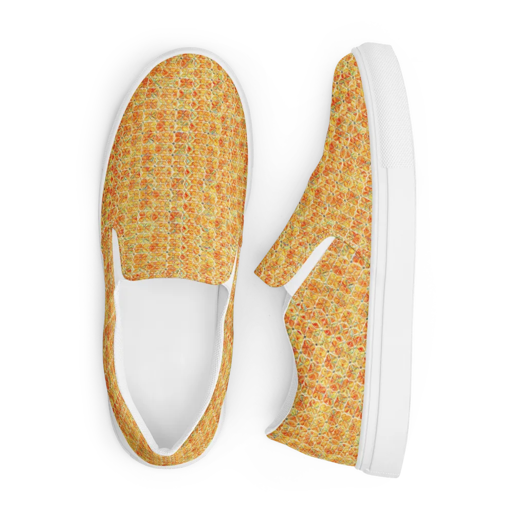 Citrus Mosaic on Men's Slip-On Canvas Shoes — Front