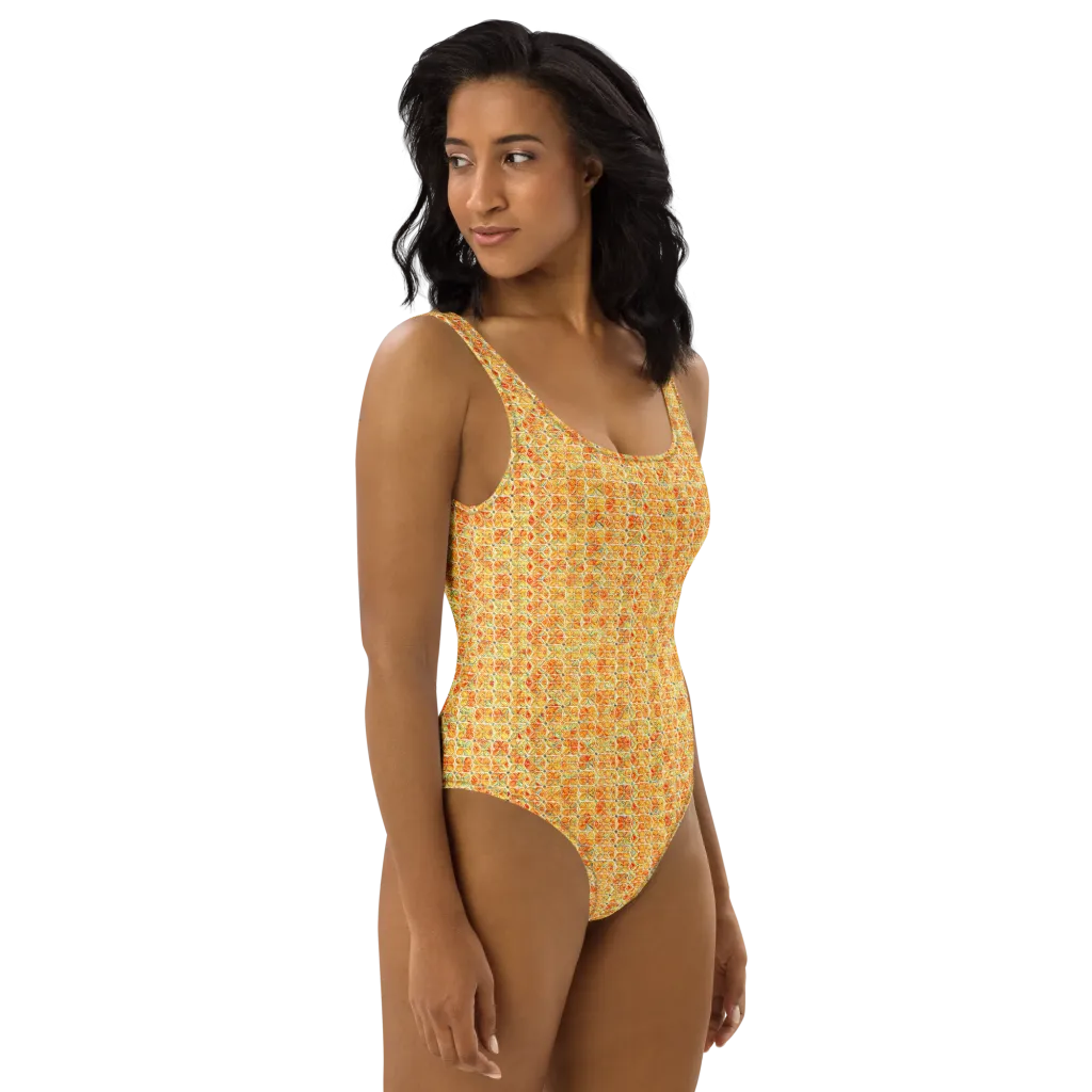 Citrus Mosaic on One-Piece Swimsuit — Right