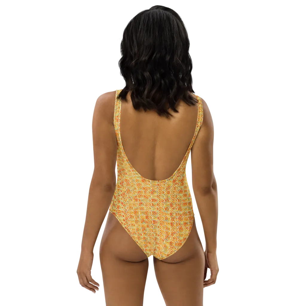 Citrus Mosaic on One-Piece Swimsuit — Back