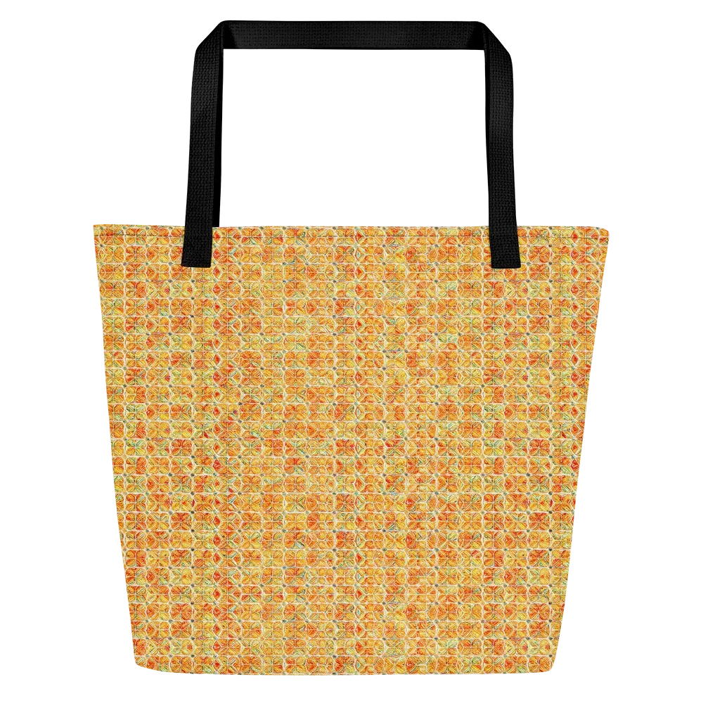 Citrus Mosaic on Large Tote Bag W/ Pocket — Front