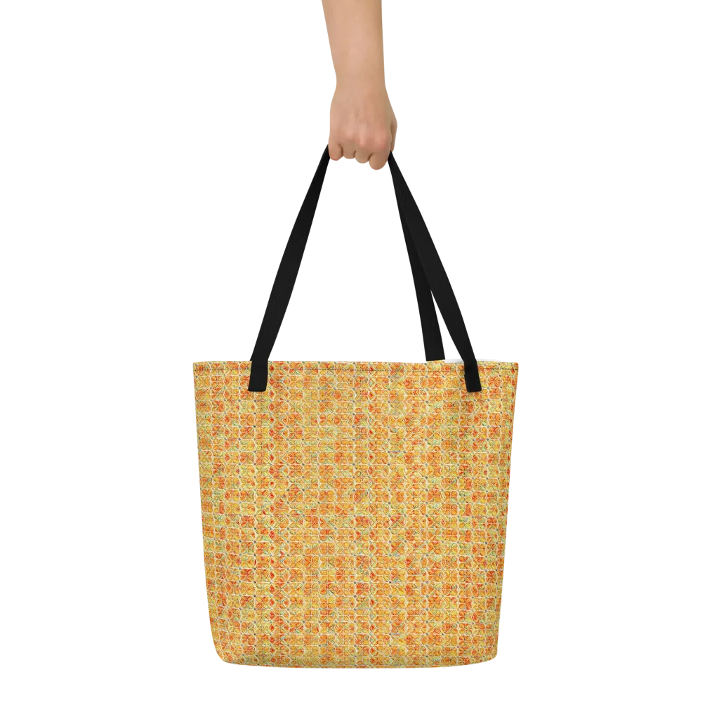 Citrus Mosaic on Large Tote Bag W/ Pocket — Front