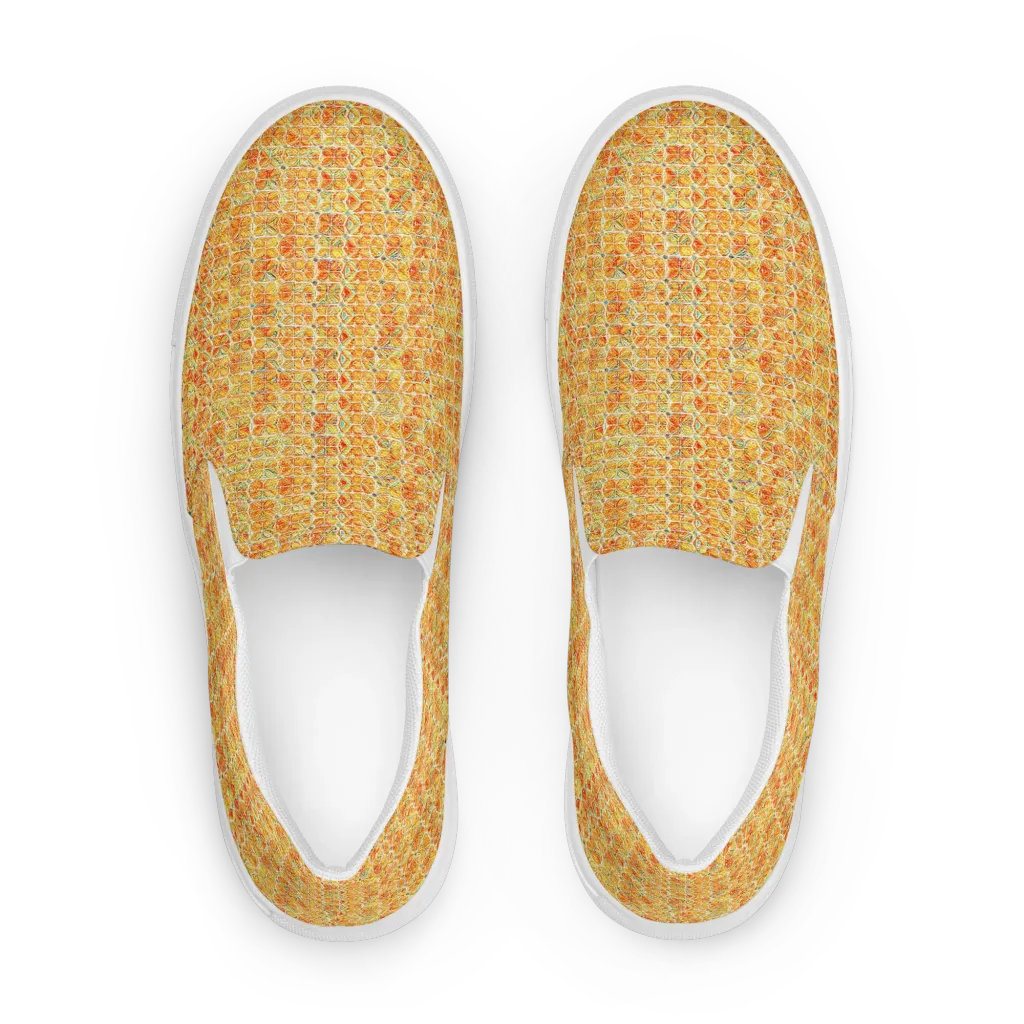Citrus Mosaic on Women's Slip-On Canvas Shoes — Front