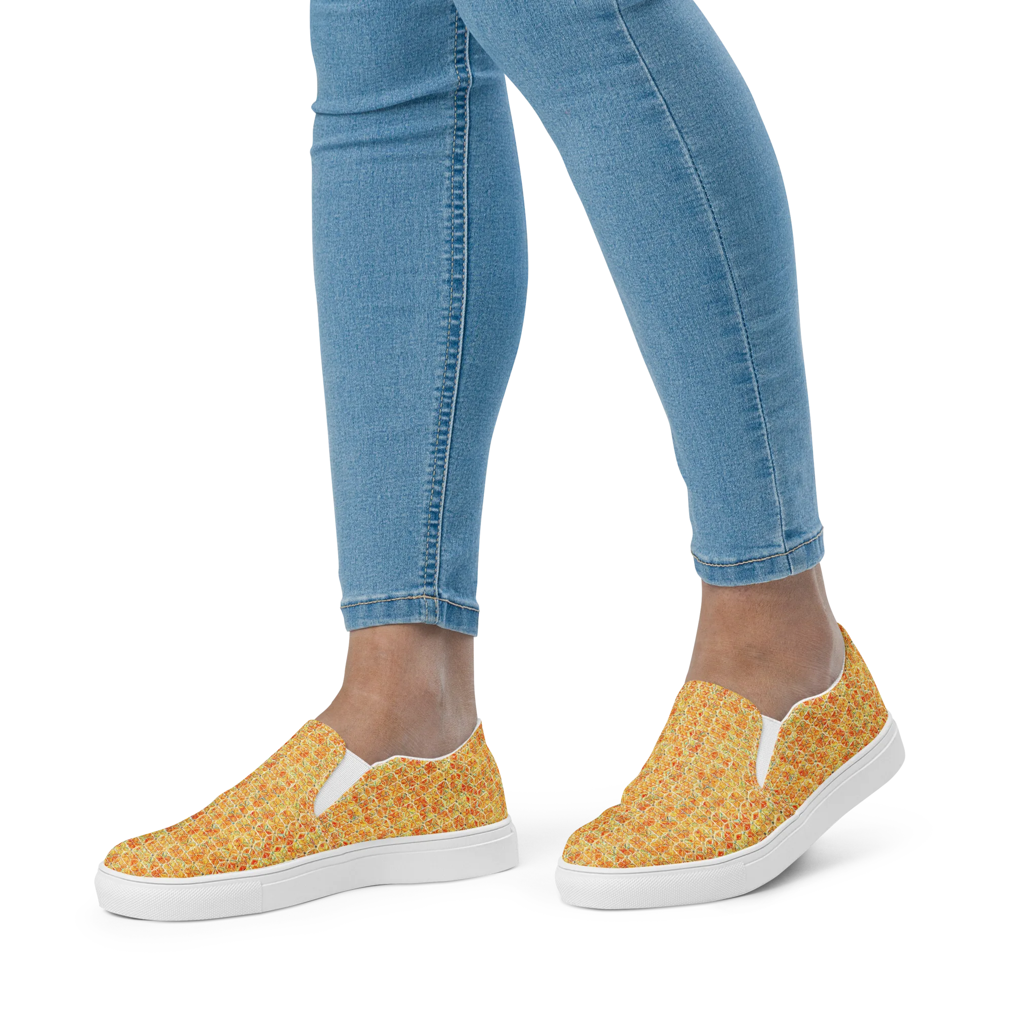 Citrus Mosaic on Women's Slip-On Canvas Shoes — Front