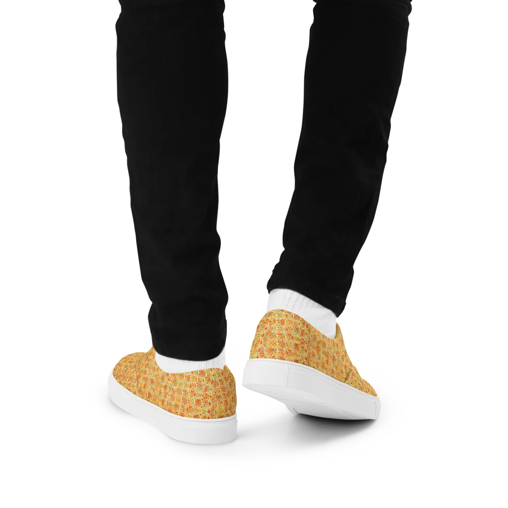 Citrus Mosaic on Men's Lace-Up Canvas Shoes — Back