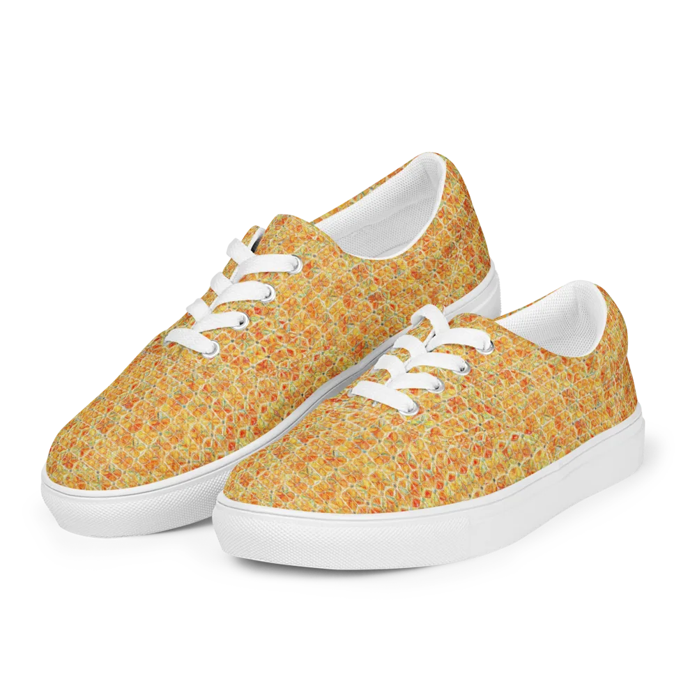 Citrus Mosaic on Men's Lace-Up Canvas Shoes — Left Front