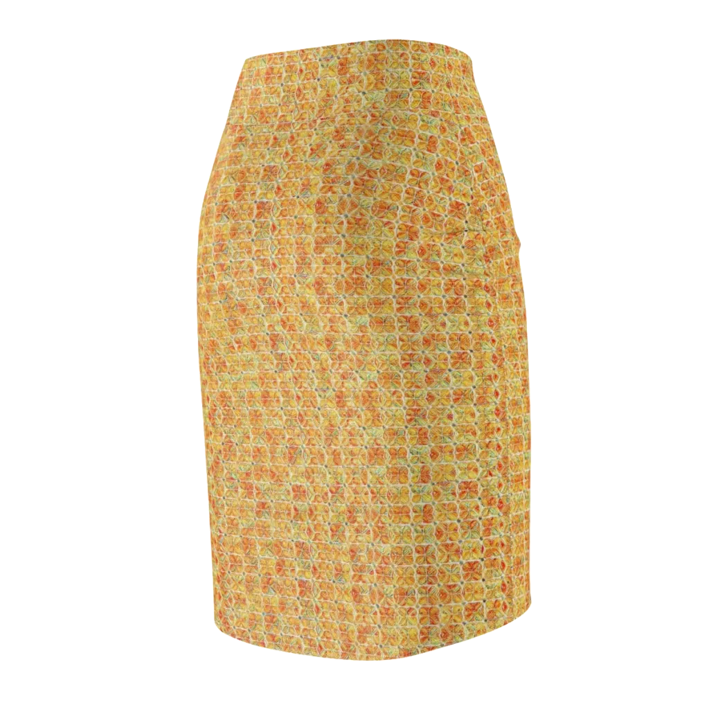Citrus Mosaic on Pencil Skirt — Back Side