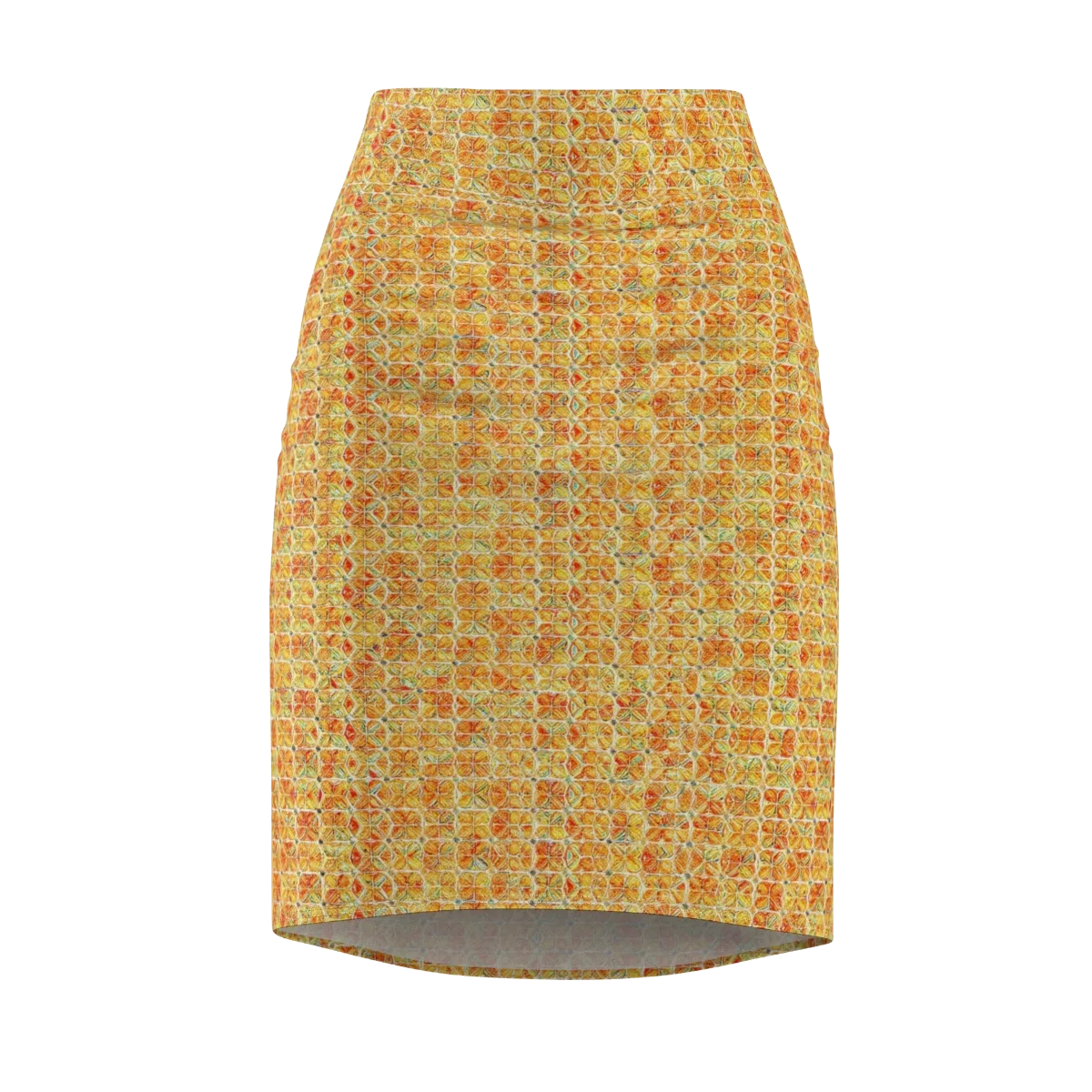 Citrus Mosaic on Pencil Skirt — Front