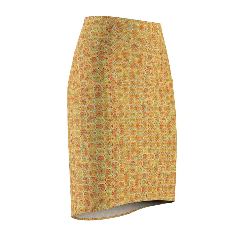 Citrus Mosaic on Pencil Skirt — Front Side