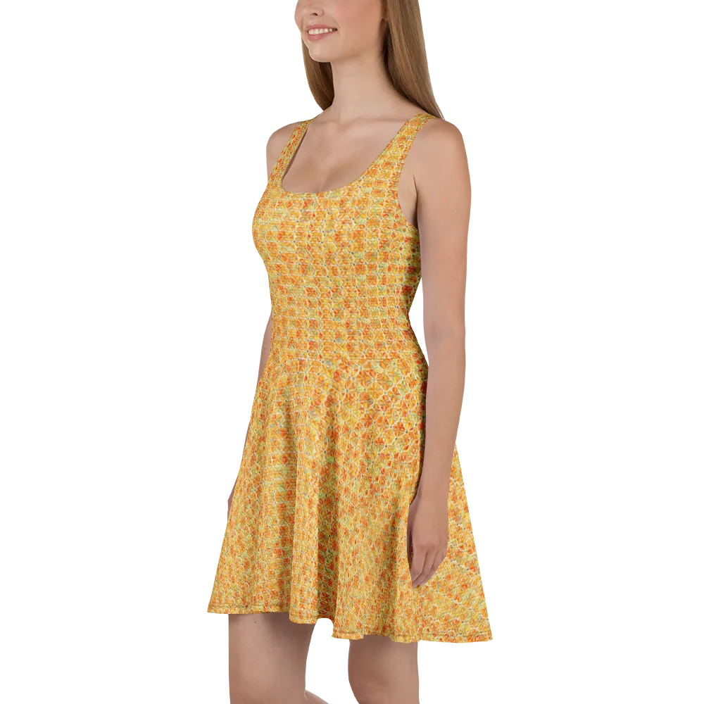 Citrus Mosaic on Skater Dress — Left