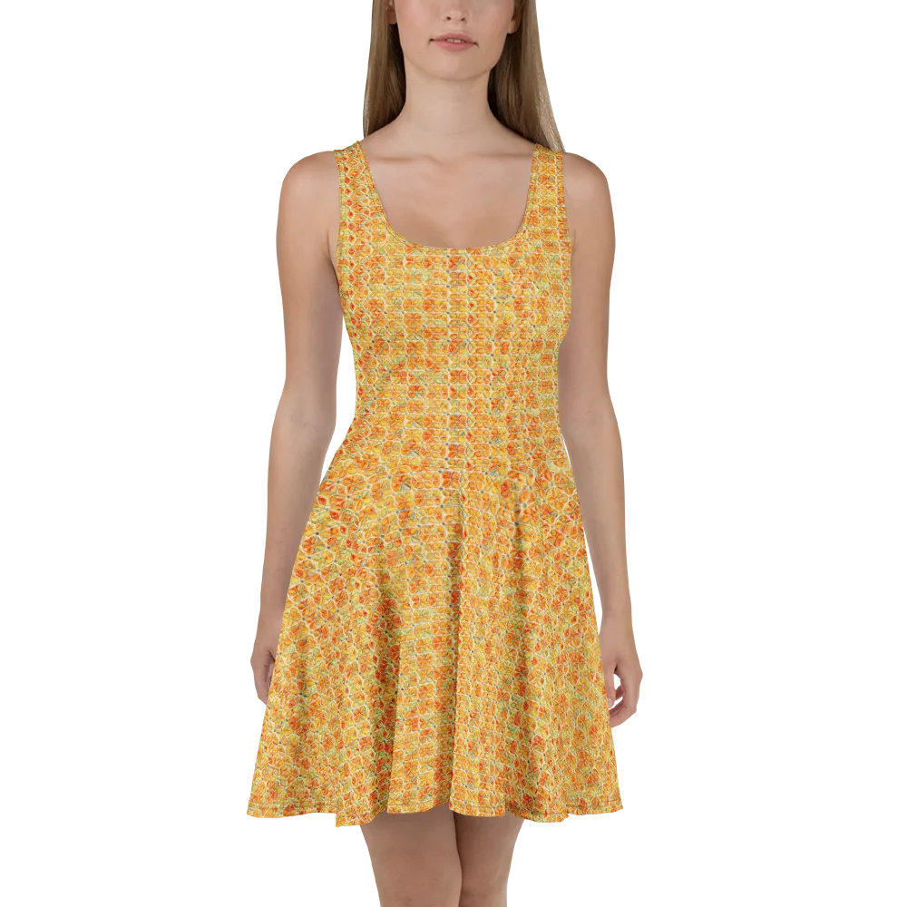 Citrus Mosaic on Skater Dress — Front