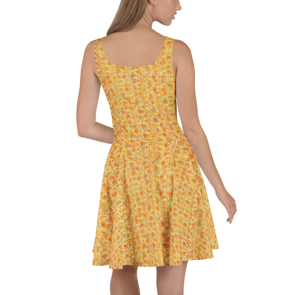Citrus Mosaic on Skater Dress — Back