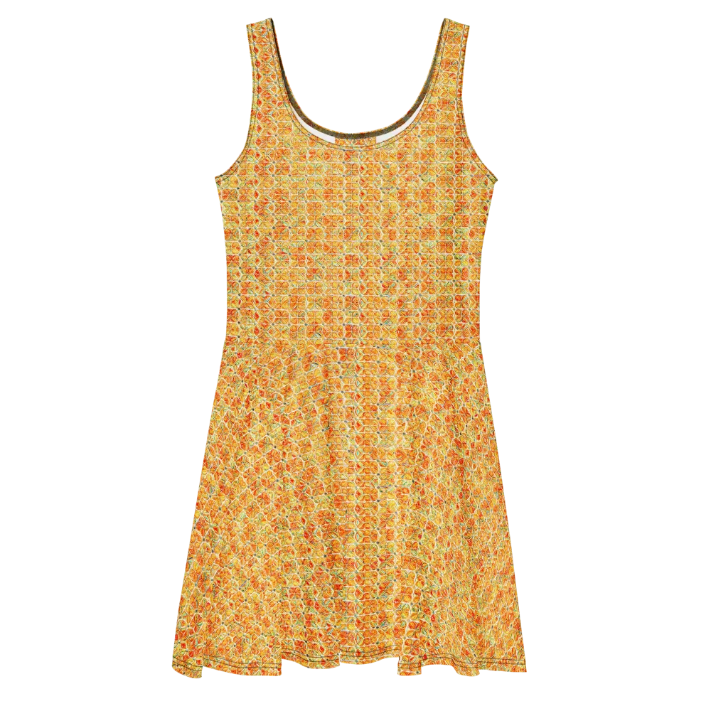 Citrus Mosaic on Skater Dress — Front