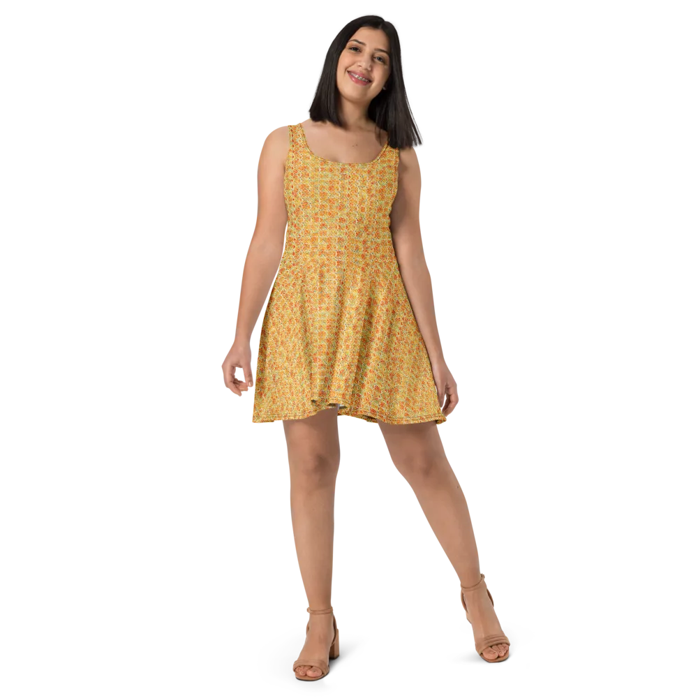 Citrus Mosaic on Skater Dress — Front