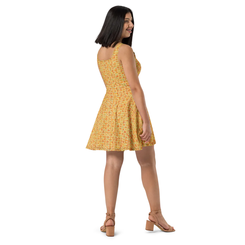 Citrus Mosaic on Skater Dress — Right