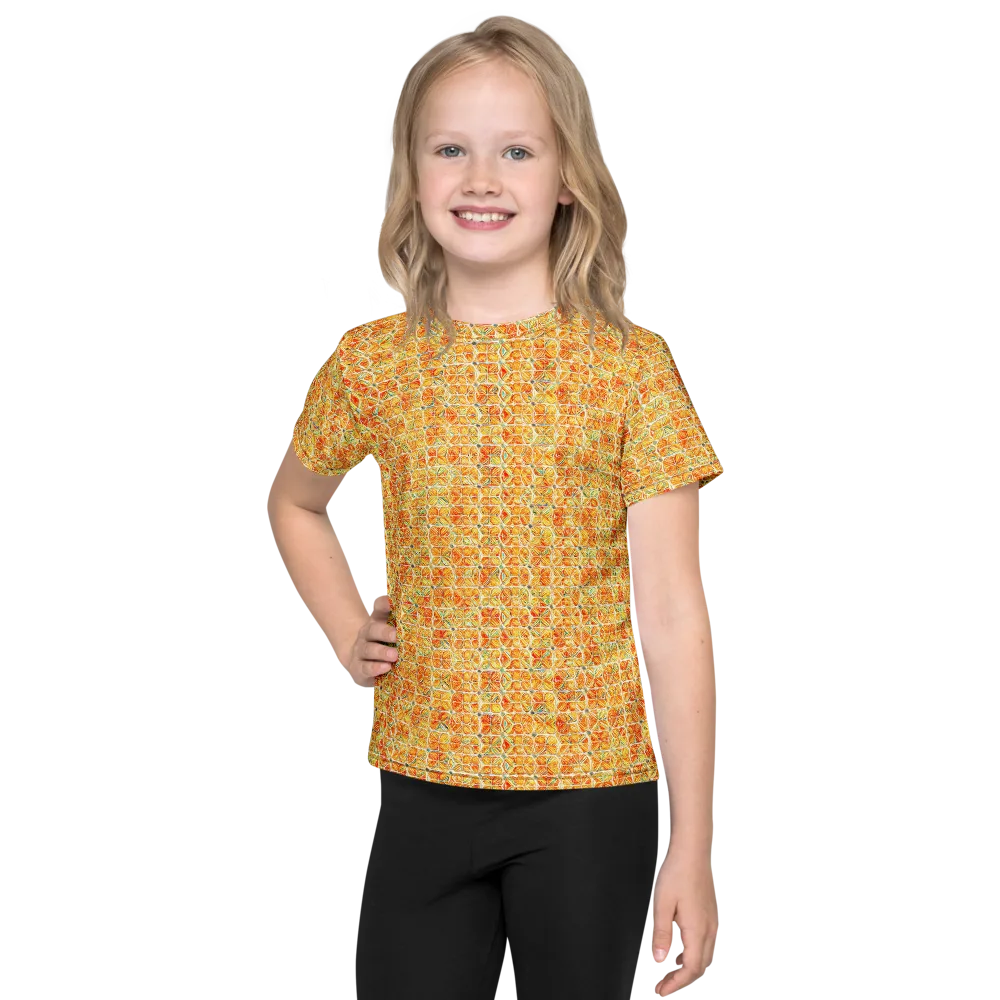 Citrus Mosaic on Kids Crew Neck T-Shirt — Front