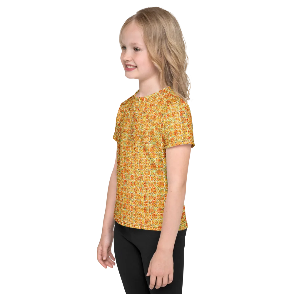 Citrus Mosaic on Kids Crew Neck T-Shirt — Left
