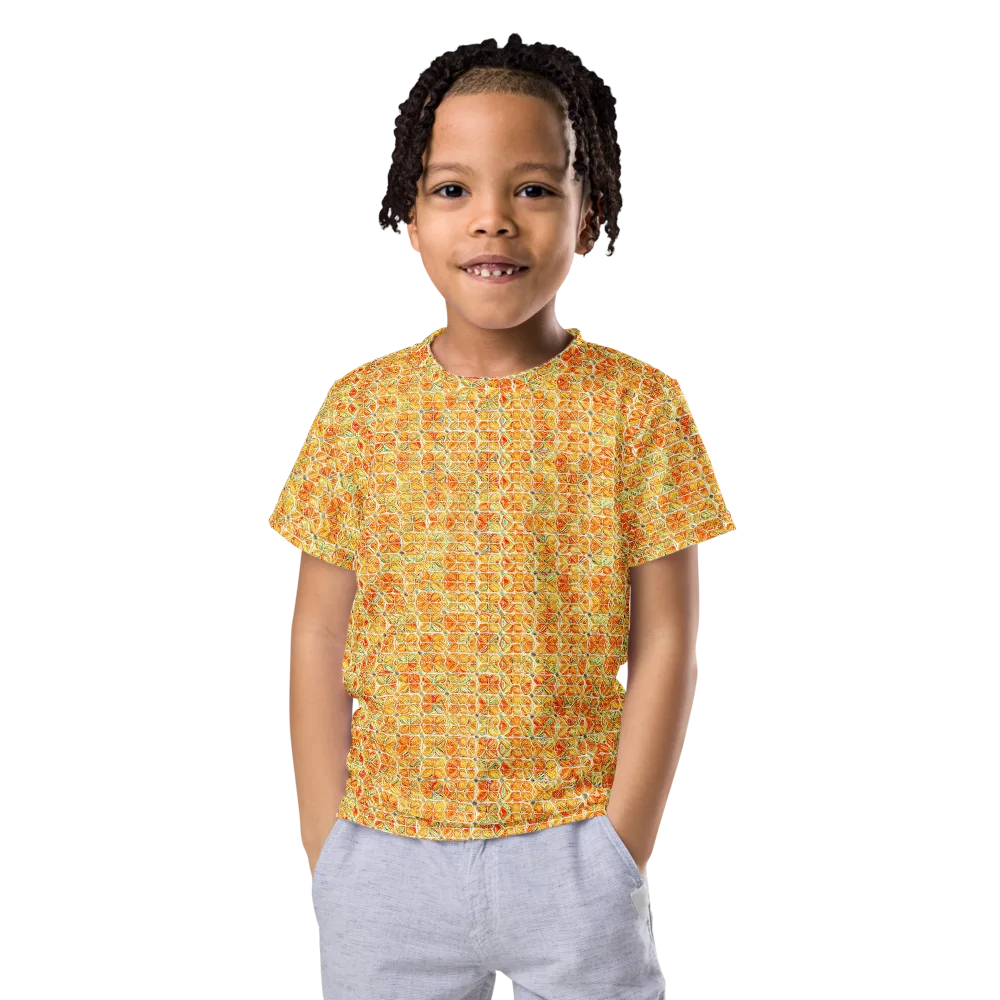Citrus Mosaic on Kids Crew Neck T-Shirt — Front
