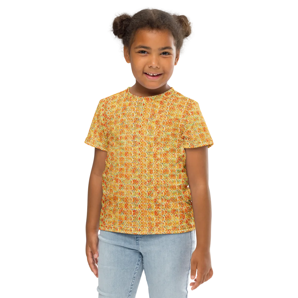 Citrus Mosaic on Kids Crew Neck T-Shirt — Front