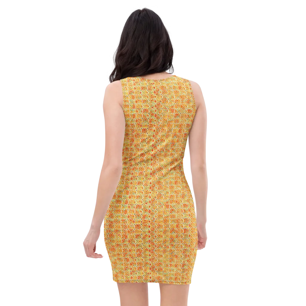 Citrus Mosaic on Bodycon Dress — Back