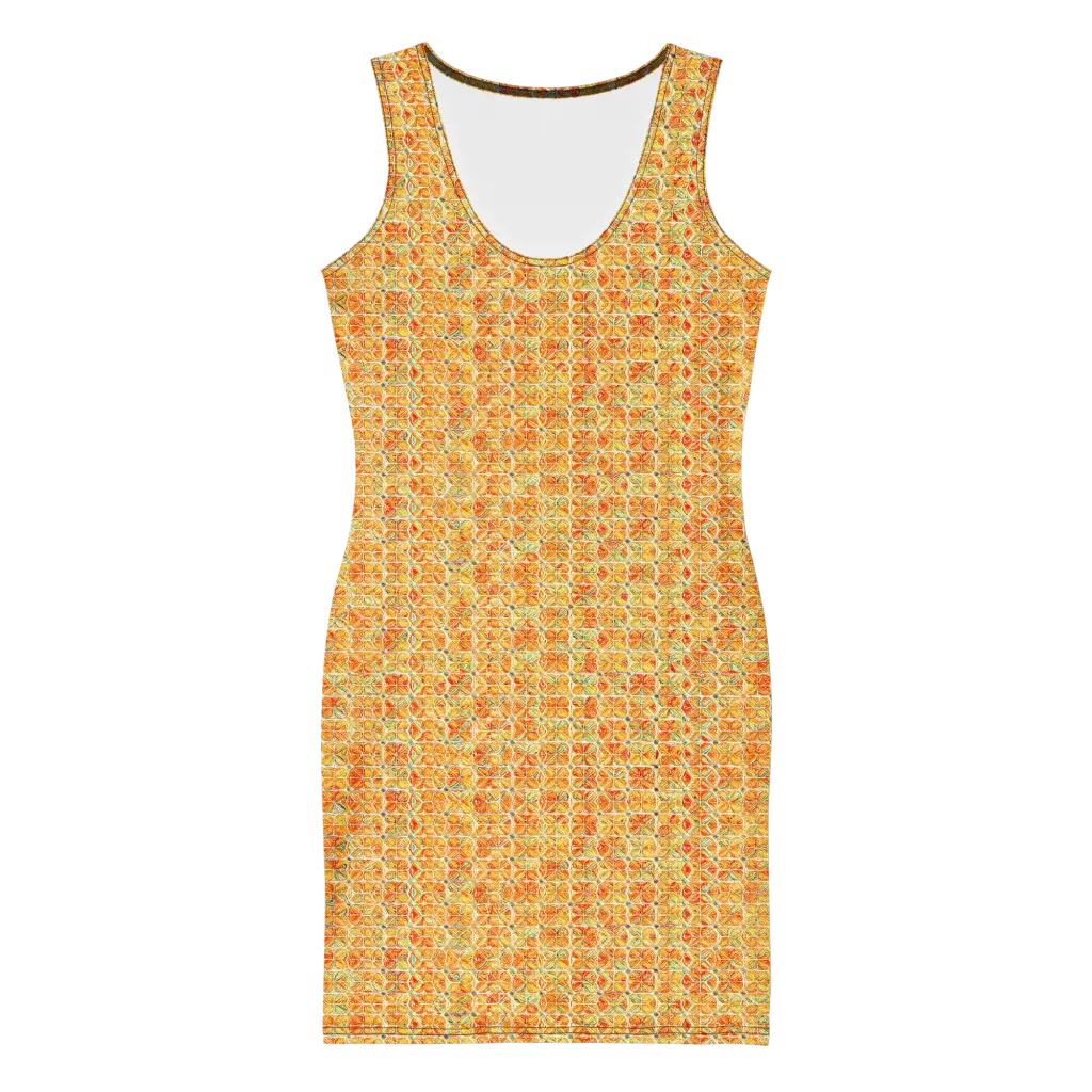 Citrus Mosaic on Bodycon Dress — Front