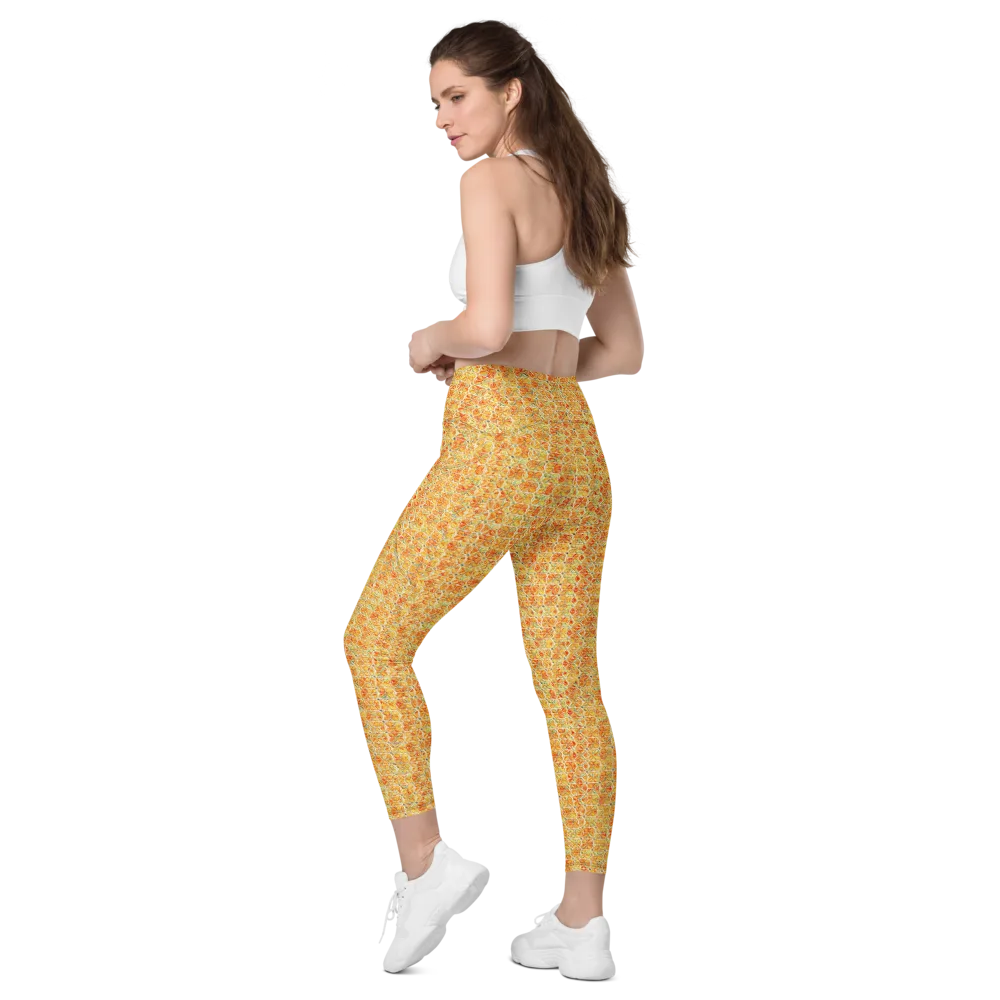 Citrus Mosaic on Leggings with Pockets — Left Back