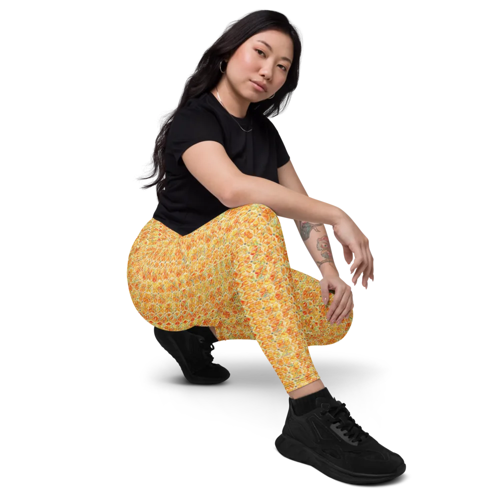Citrus Mosaic on Leggings with Pockets — Right Front