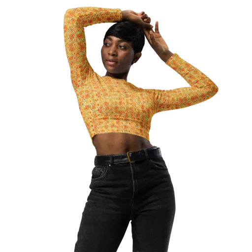 Citrus Mosaic on a Long Sleeve Crop Top