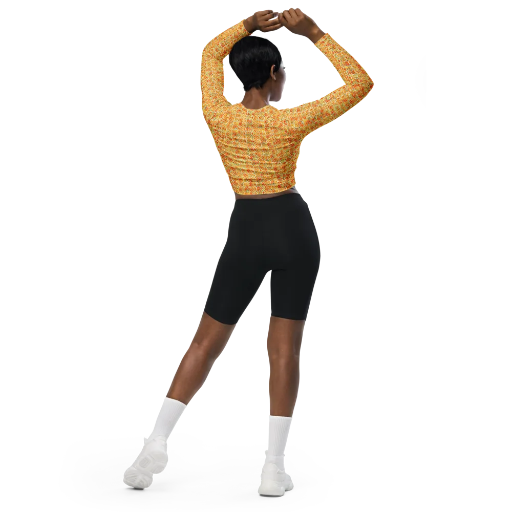 Citrus Mosaic on Long Sleeve Crop Top — Back