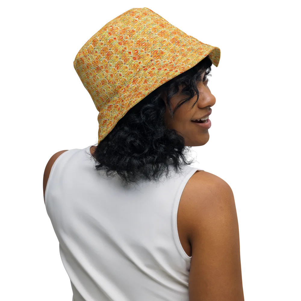 Citrus Mosaic on Reversible Bucket Hat — Right Outside