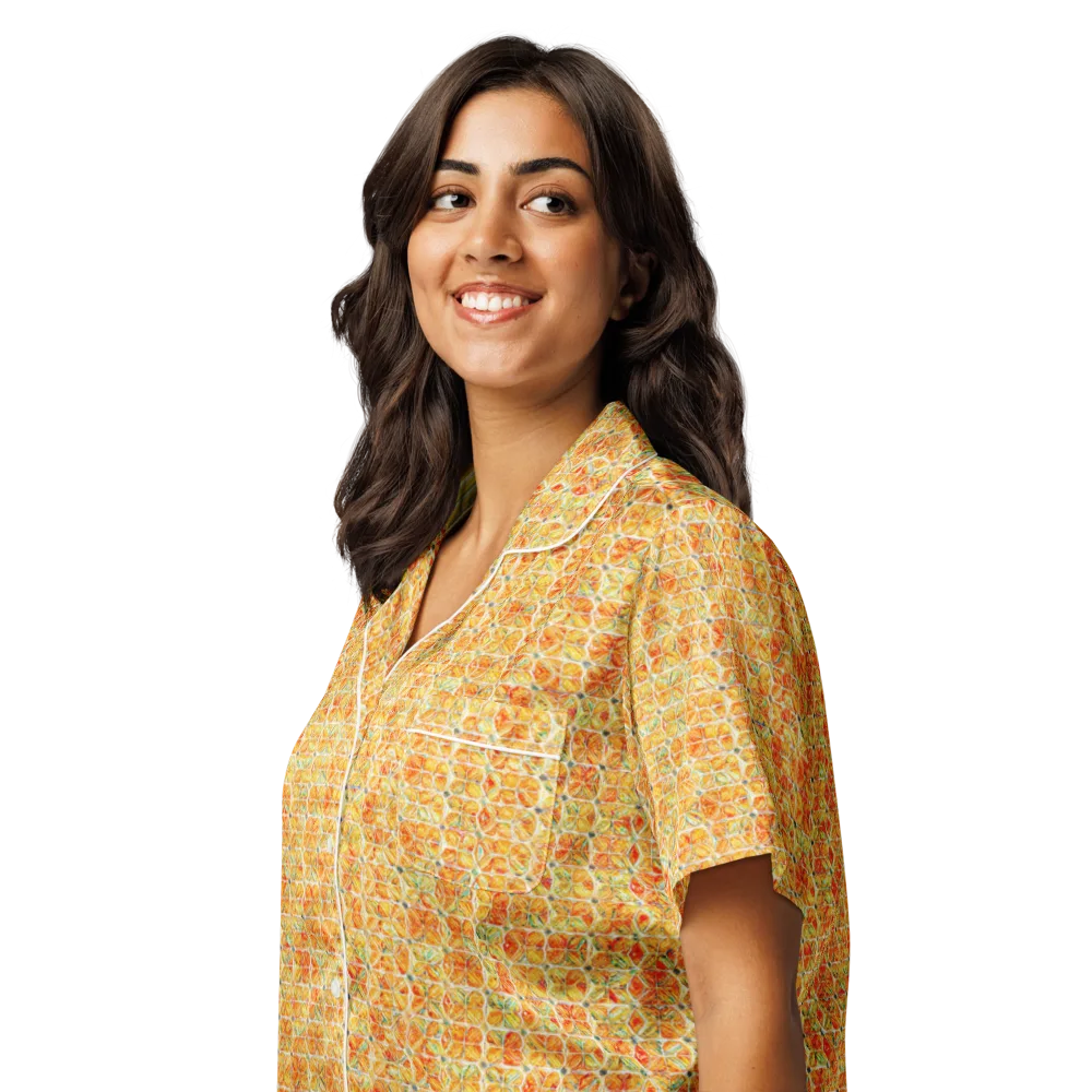 Citrus Mosaic on Women's Short Sleeve Pajama Top — Left Front