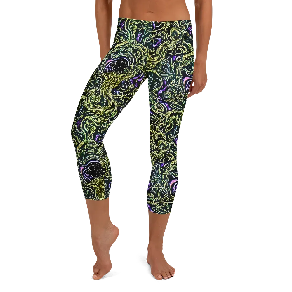 Lunar Labyrinth on Capri Leggings — Front