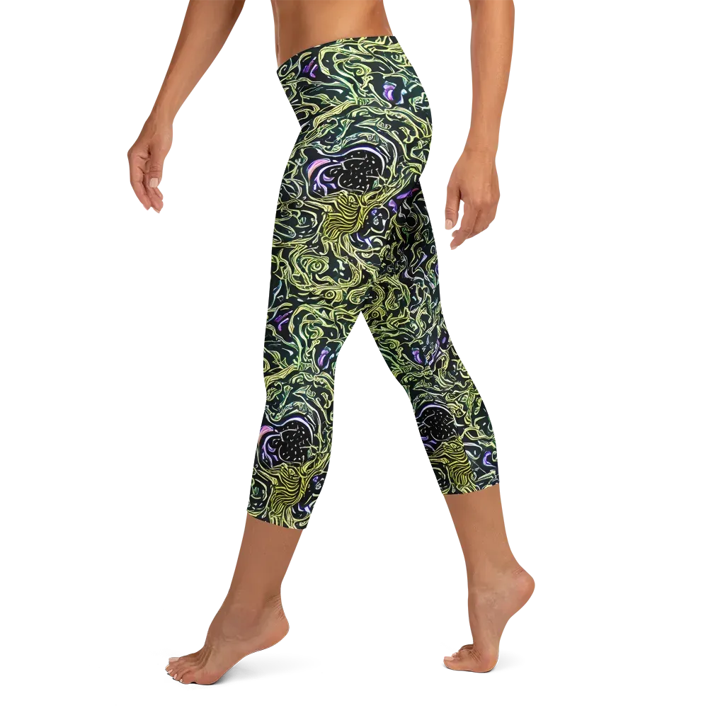 Lunar Labyrinth on Capri Leggings — Left