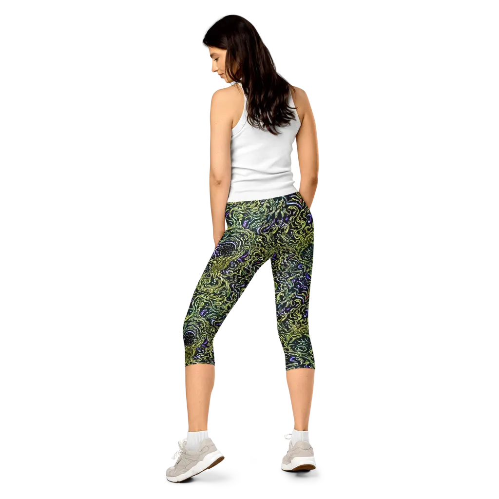 Lunar Labyrinth on Capri Leggings — Back
