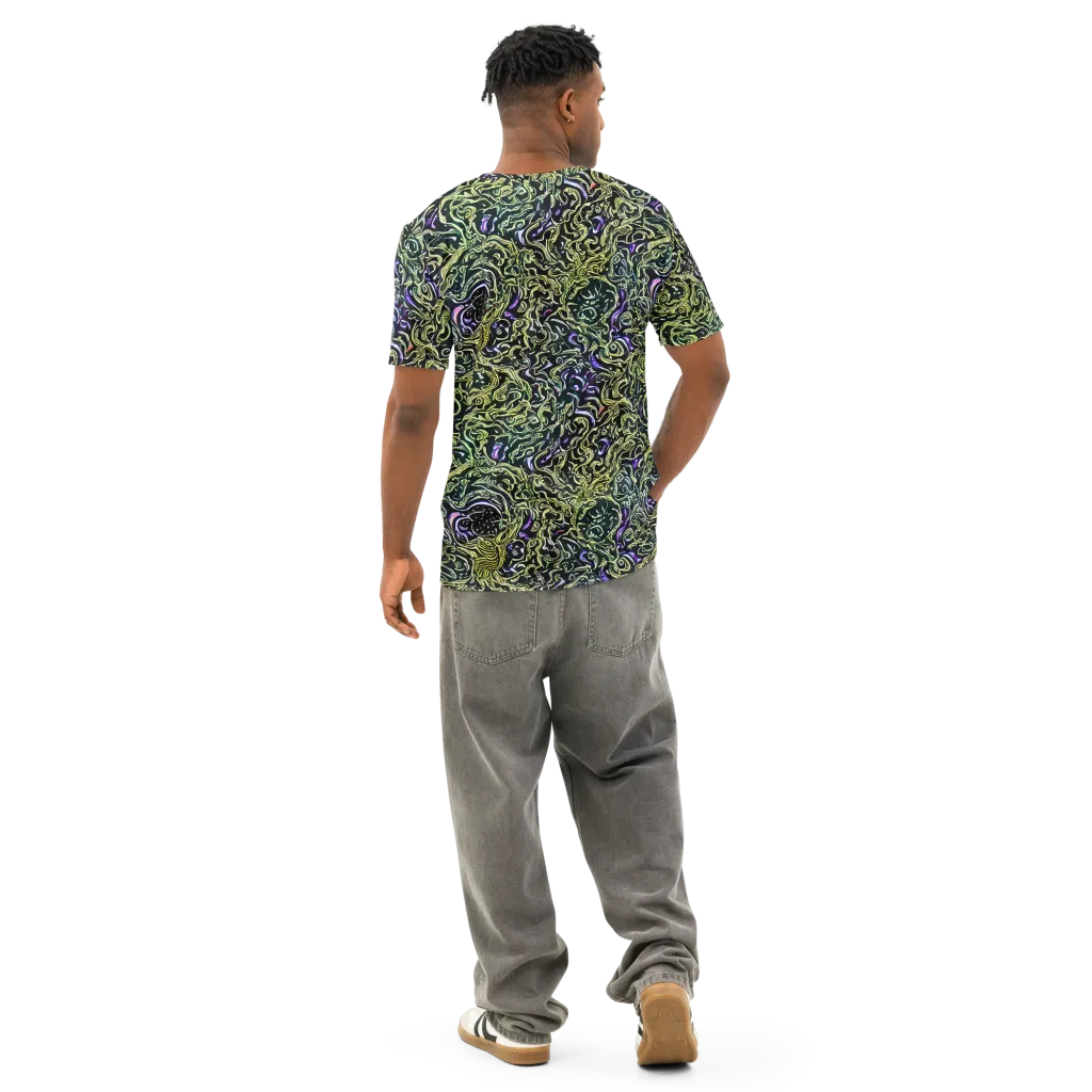 Lunar Labyrinth on Men's Cotton Crew Neck T-Shirt — Back