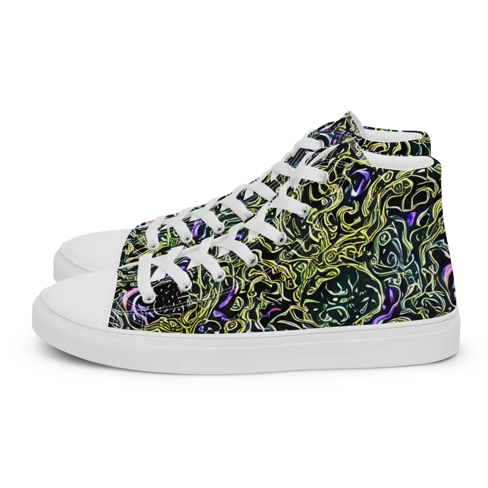 Lunar Labyrinth on Men's High Top Canvas Shoes — Left
