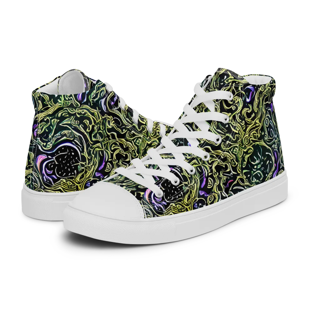 Lunar Labyrinth on Men's High Top Canvas Shoes — Left